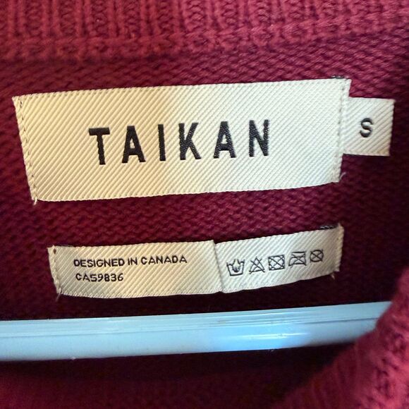 Taikan mens Sweater size small burgundy maroon 100% cotton - Picture 2 of 4